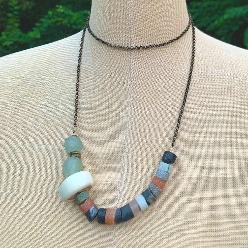 Artisan Stone/Bone/Glass Necklace